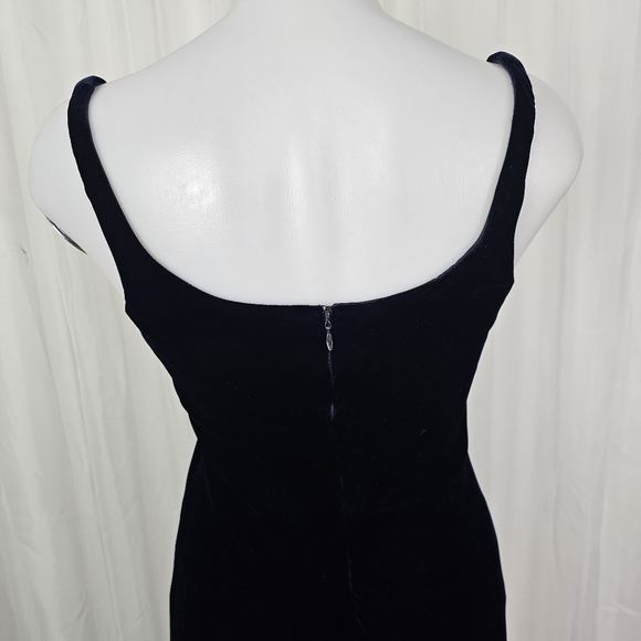 Velasco Andersson Deep Navy Blue Velvet Dress Square Neck Size 8 - Picture 9 of 12